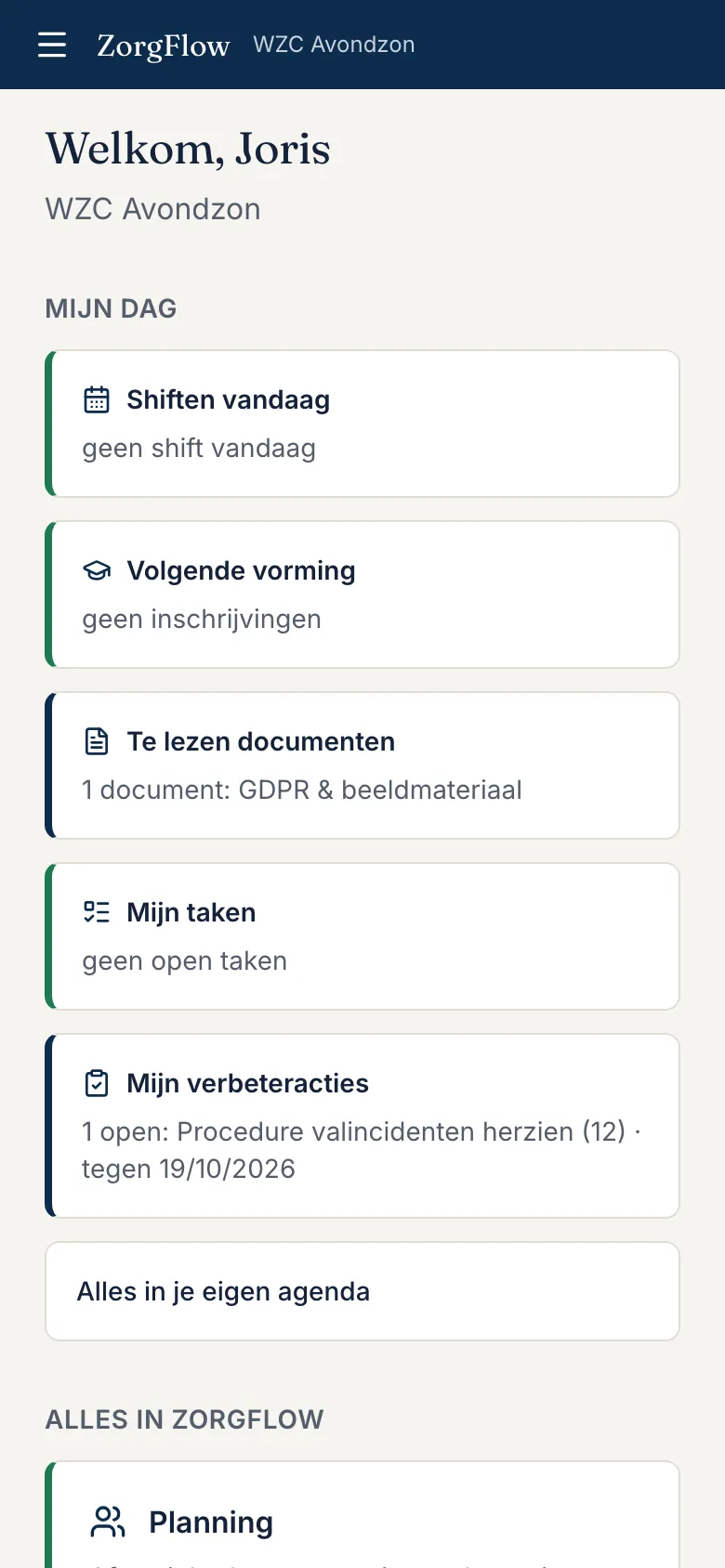Het dashboard van een zorgkundige: meteen je eigen dag