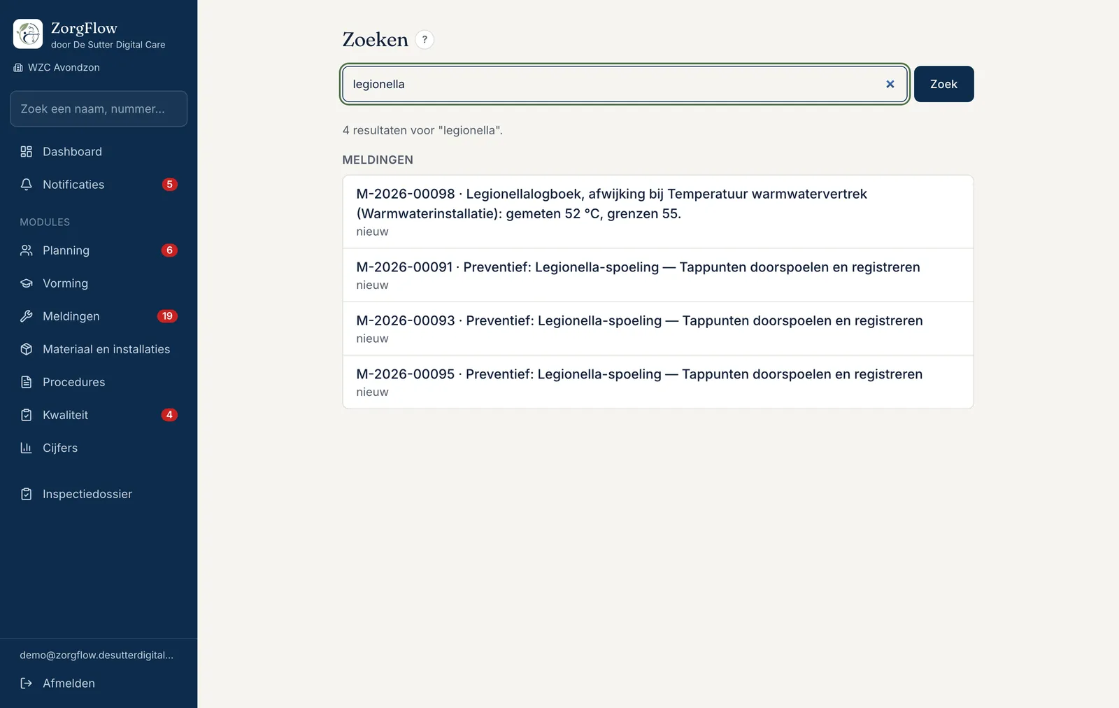 Zoeken over de hele app